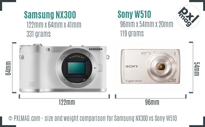 Samsung NX300 vs Sony W510 size comparison