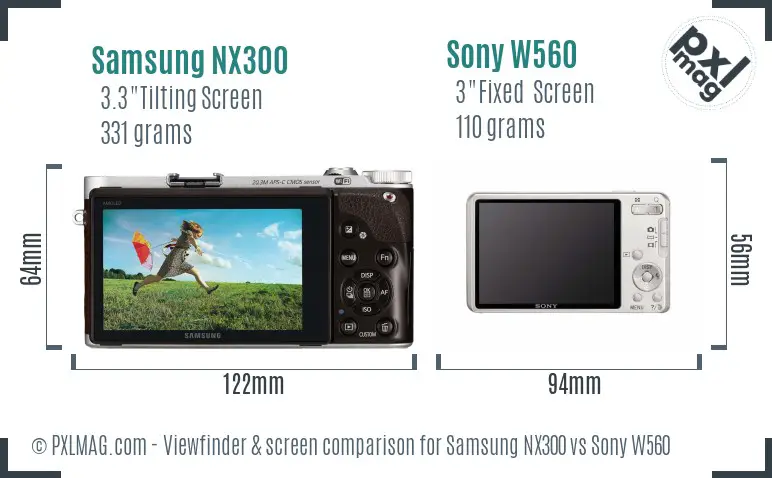 Samsung NX300 vs Sony W560 Screen and Viewfinder comparison