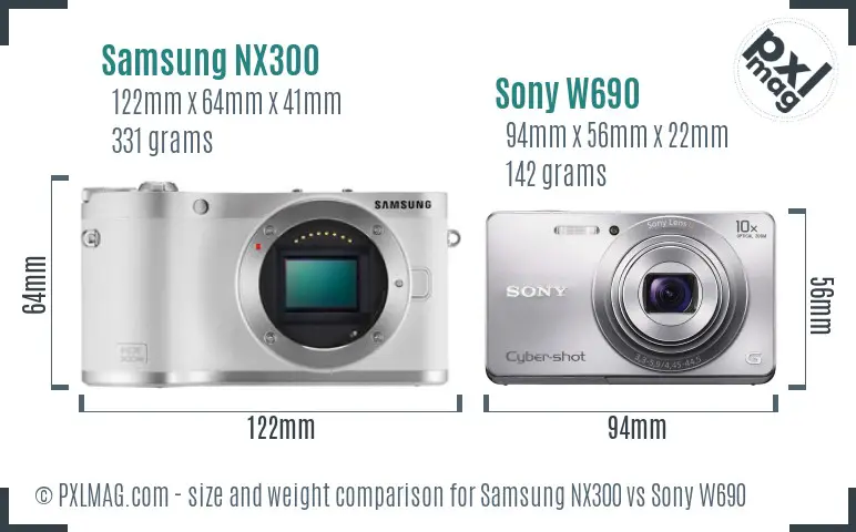 Samsung NX300 vs Sony W690 size comparison