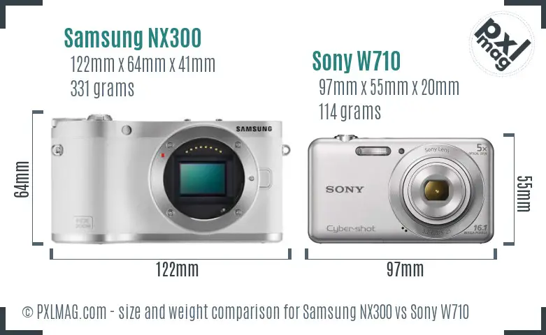 Samsung NX300 vs Sony W710 size comparison