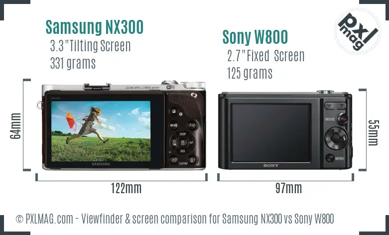 Samsung NX300 vs Sony W800 Screen and Viewfinder comparison