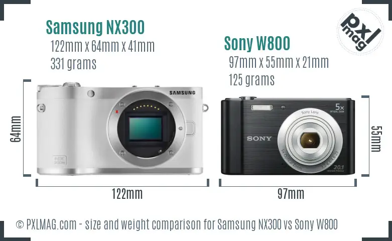 Samsung NX300 vs Sony W800 size comparison