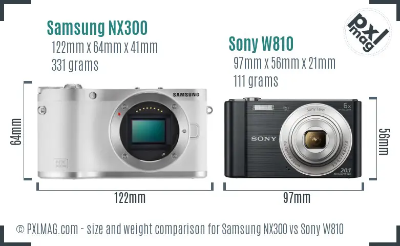 Samsung NX300 vs Sony W810 size comparison