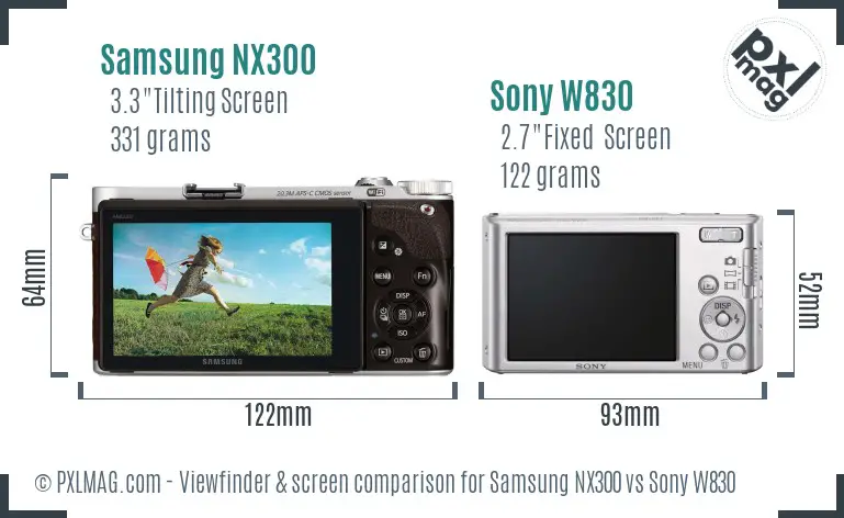 Samsung NX300 vs Sony W830 Screen and Viewfinder comparison