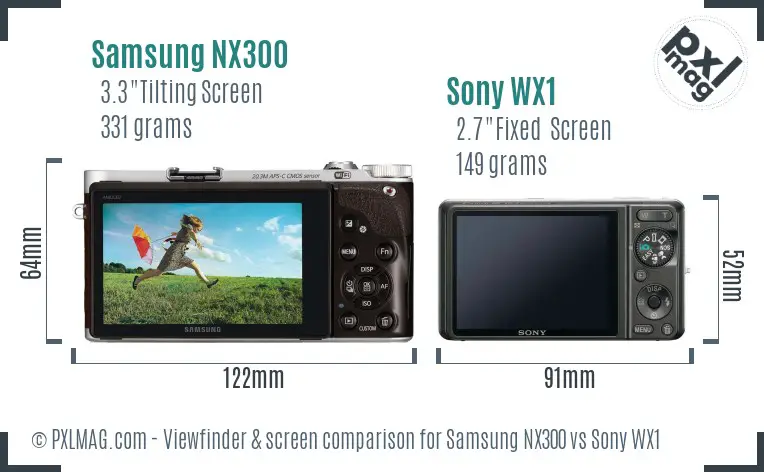 Samsung NX300 vs Sony WX1 Screen and Viewfinder comparison