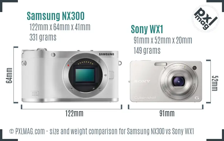 Samsung NX300 vs Sony WX1 size comparison