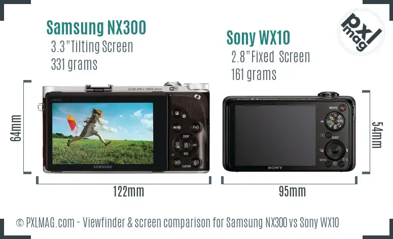 Samsung NX300 vs Sony WX10 Screen and Viewfinder comparison
