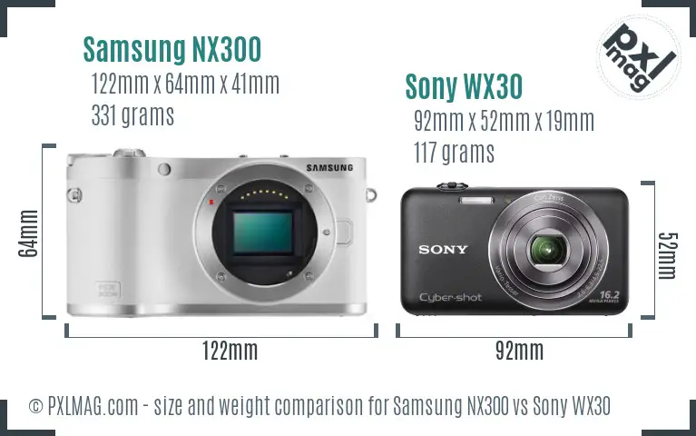 Samsung NX300 vs Sony WX30 size comparison