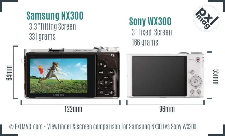 Samsung NX300 vs Sony WX300 Screen and Viewfinder comparison