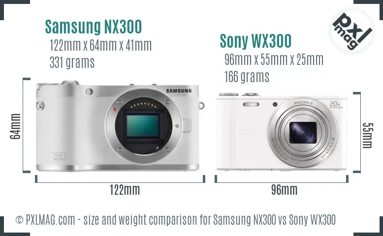 Samsung NX300 vs Sony WX300 size comparison