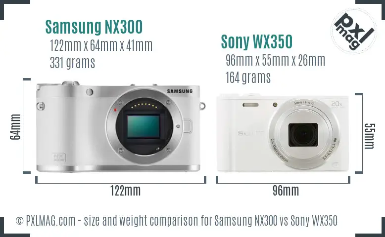 Samsung NX300 vs Sony WX350 size comparison