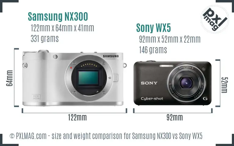 Samsung NX300 vs Sony WX5 size comparison