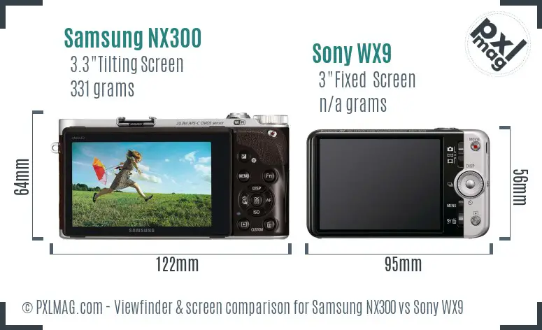 Samsung NX300 vs Sony WX9 Screen and Viewfinder comparison