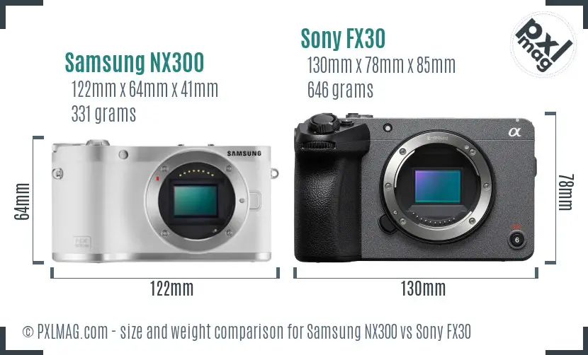 Samsung NX300 vs Sony FX30 size comparison