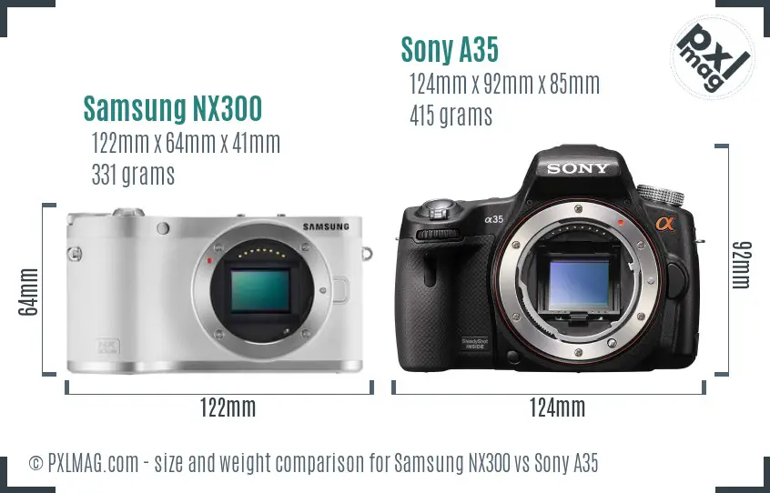 Samsung NX300 vs Sony A35 size comparison