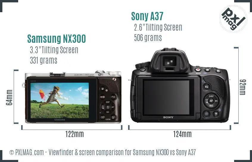 Samsung NX300 vs Sony A37 Screen and Viewfinder comparison