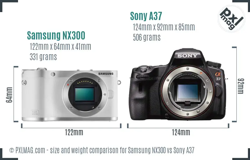 Samsung NX300 vs Sony A37 size comparison
