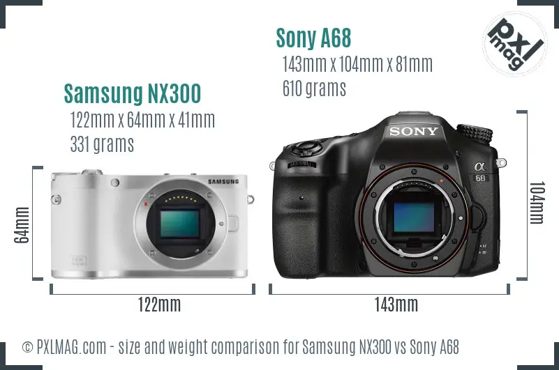 Samsung NX300 vs Sony A68 size comparison