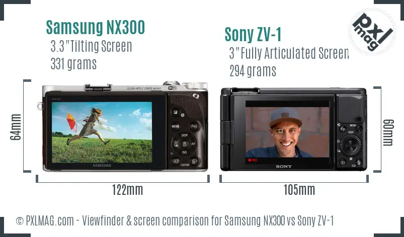 Samsung NX300 vs Sony ZV-1 Screen and Viewfinder comparison
