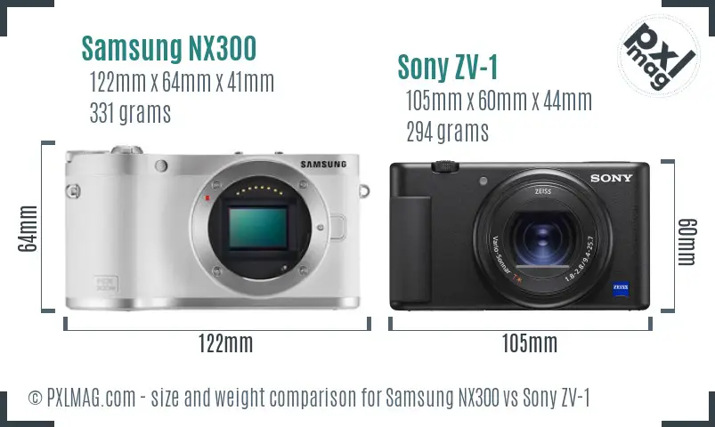 Samsung NX300 vs Sony ZV-1 size comparison