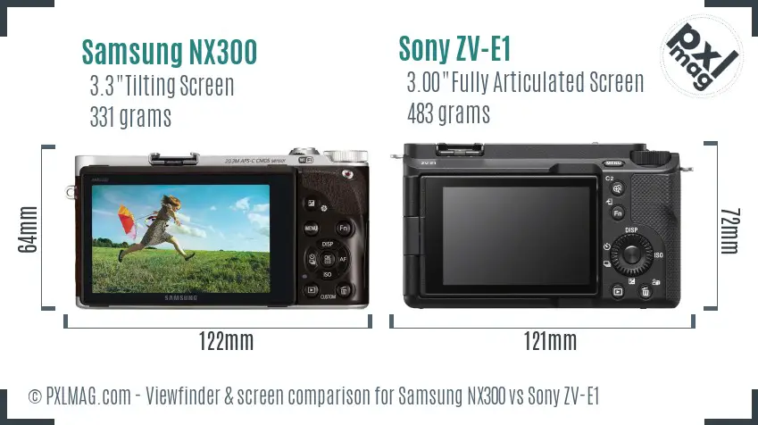 Samsung NX300 vs Sony ZV-E1 Screen and Viewfinder comparison Samsung NX300 vs Sony ZV-E1 Screen and Viewfinder comparison