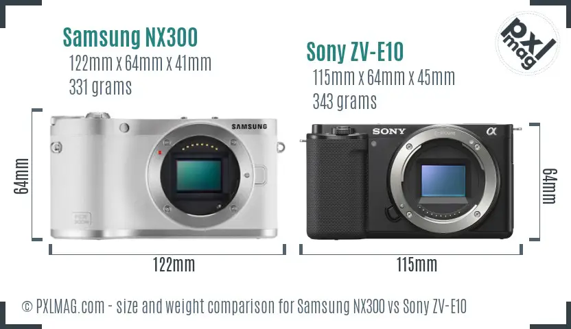 Samsung NX300 vs Sony ZV-E10 size comparison