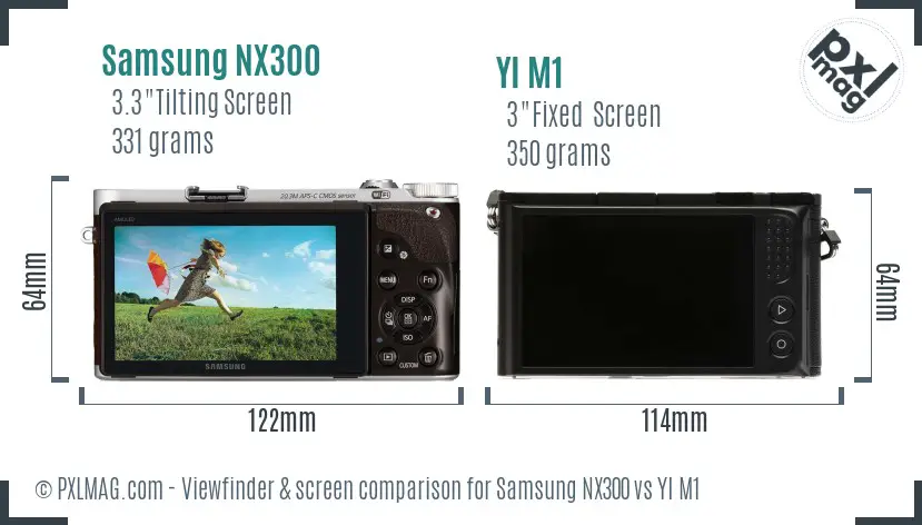 Samsung NX300 vs YI M1 Screen and Viewfinder comparison