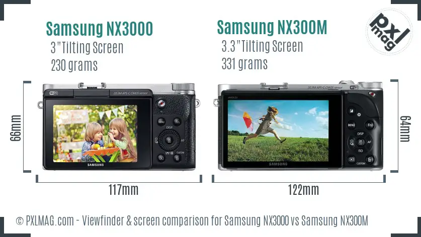 Samsung NX3000 vs Samsung NX300M Screen and Viewfinder comparison