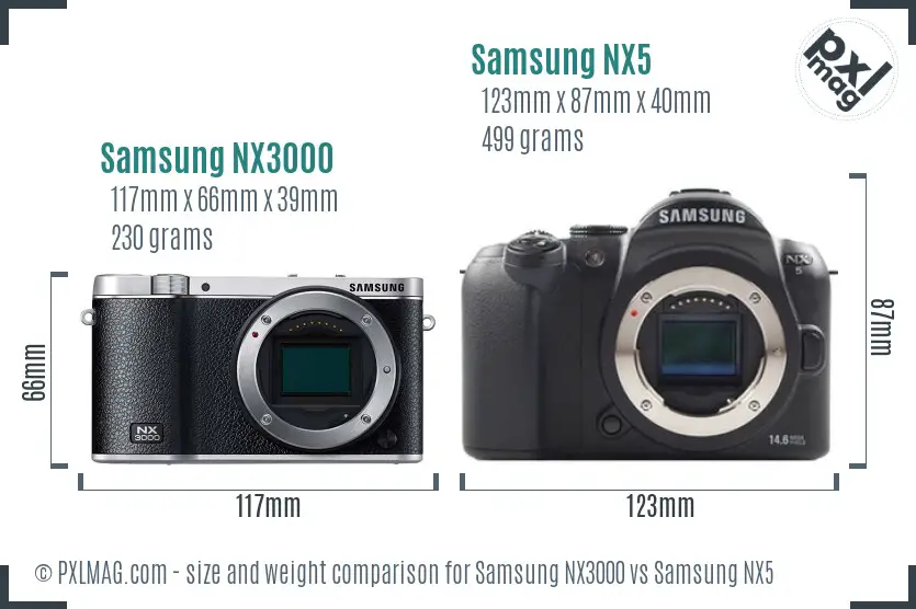 Samsung NX3000 vs Samsung NX5 size comparison