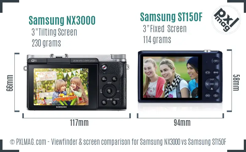 Samsung NX3000 vs Samsung ST150F Screen and Viewfinder comparison