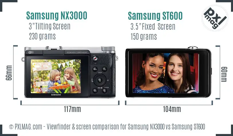 Samsung NX3000 vs Samsung ST600 Screen and Viewfinder comparison