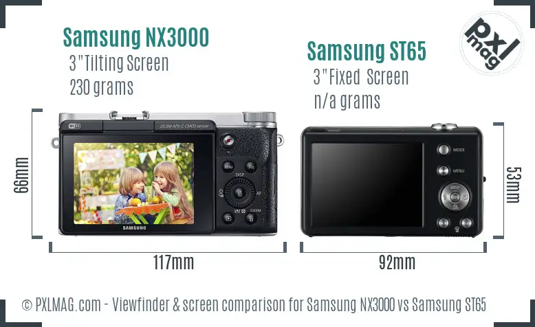 Samsung NX3000 vs Samsung ST65 Screen and Viewfinder comparison