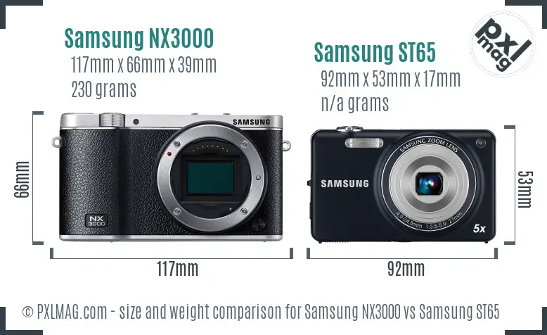 Samsung NX3000 vs Samsung ST65 size comparison