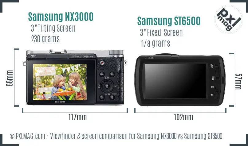 Samsung NX3000 vs Samsung ST6500 Screen and Viewfinder comparison