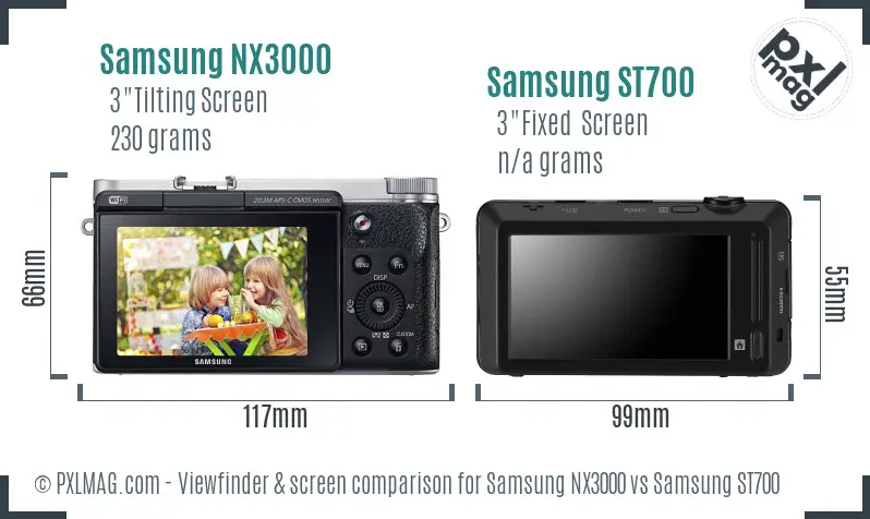 Samsung NX3000 vs Samsung ST700 Screen and Viewfinder comparison