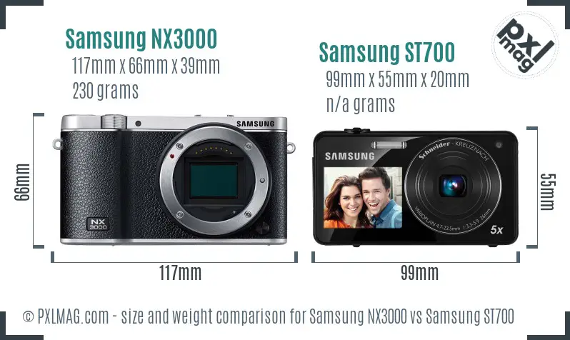 Samsung NX3000 vs Samsung ST700 size comparison
