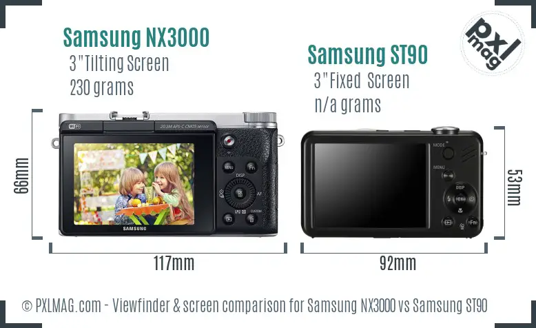 Samsung NX3000 vs Samsung ST90 Screen and Viewfinder comparison