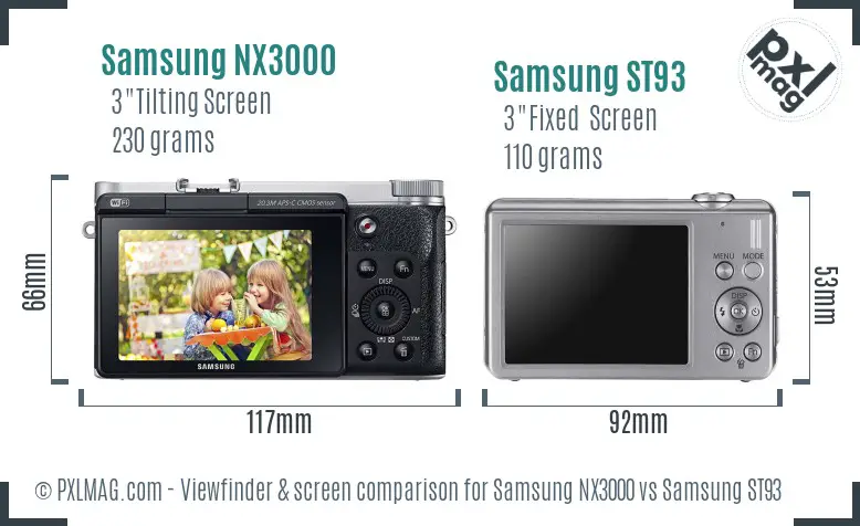 Samsung NX3000 vs Samsung ST93 Screen and Viewfinder comparison Samsung NX3000 vs Samsung ST93 Screen and Viewfinder comparison