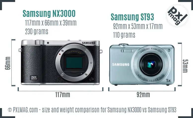 Samsung NX3000 vs Samsung ST93 size comparison Samsung NX3000 vs Samsung ST93 size comparison