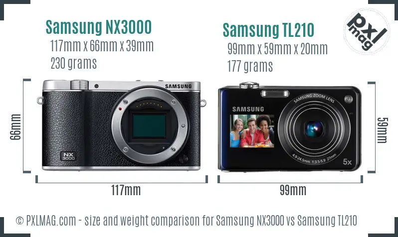 Samsung NX3000 vs Samsung TL210 size comparison