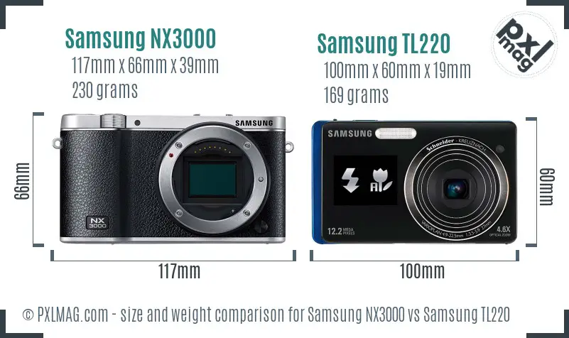 Samsung NX3000 vs Samsung TL220 size comparison