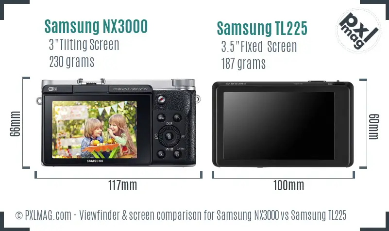 Samsung NX3000 vs Samsung TL225 Screen and Viewfinder comparison