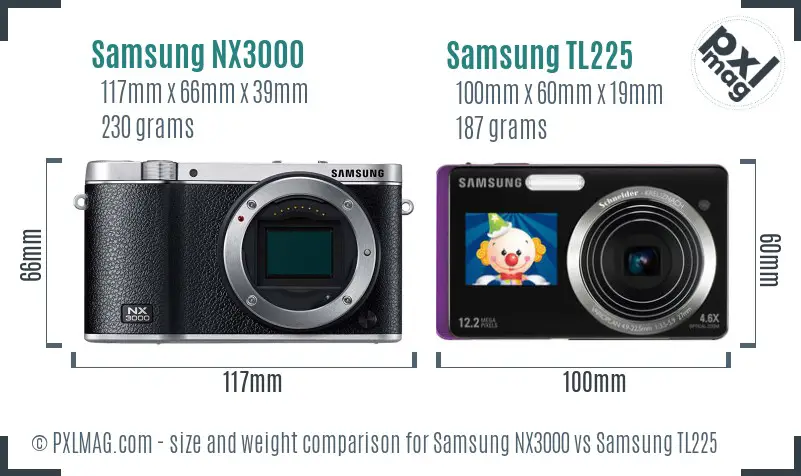 Samsung NX3000 vs Samsung TL225 size comparison