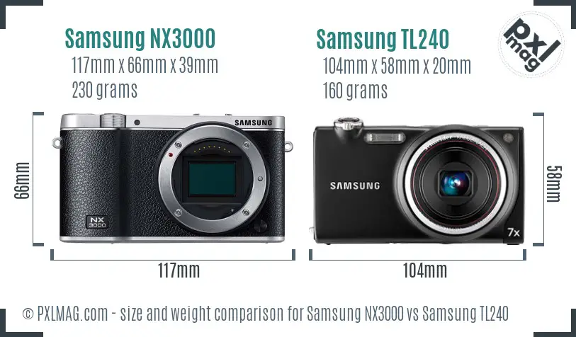 Samsung NX3000 vs Samsung TL240 size comparison