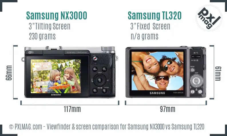 Samsung NX3000 vs Samsung TL320 Screen and Viewfinder comparison Samsung NX3000 vs Samsung TL320 Screen and Viewfinder comparison