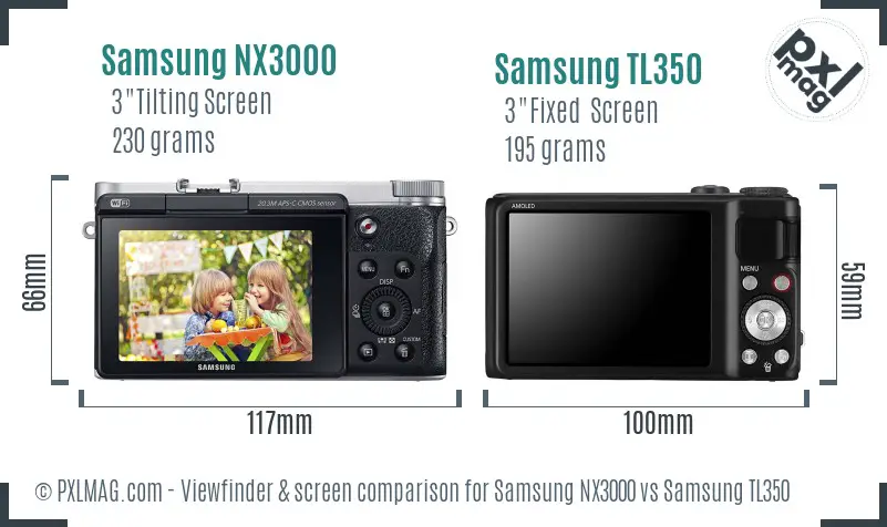 Samsung NX3000 vs Samsung TL350 Screen and Viewfinder comparison