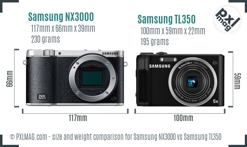 Samsung NX3000 vs Samsung TL350 size comparison