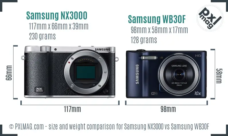 Samsung NX3000 vs Samsung WB30F size comparison