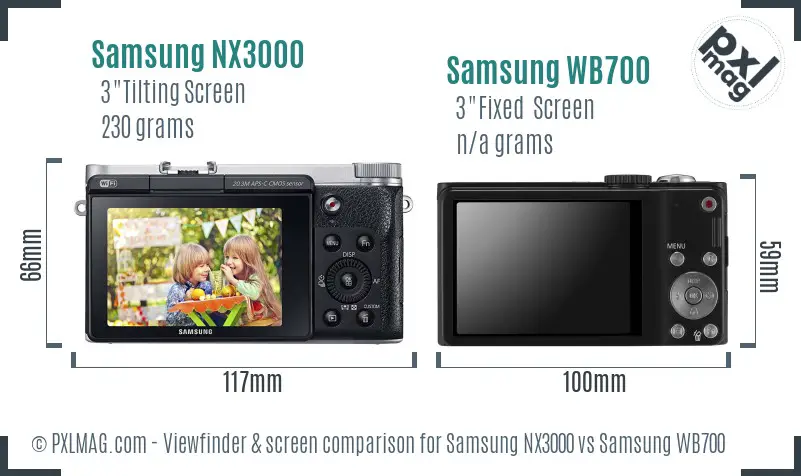 Samsung NX3000 vs Samsung WB700 Screen and Viewfinder comparison