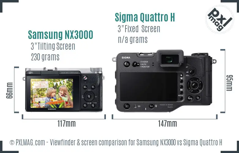 Samsung NX3000 vs Sigma Quattro H Screen and Viewfinder comparison